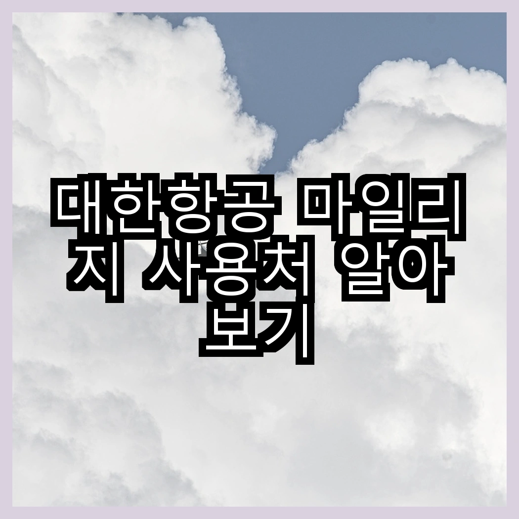 대한항공 마일리지 사용처 알아보기 썸네일