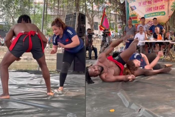 Nữ đô 'mặt hoa hậu, thân lực sĩ' bị thanh niên châu Phi đè ngửa trên sới vật - Tạp chí Người Đưa Tin
