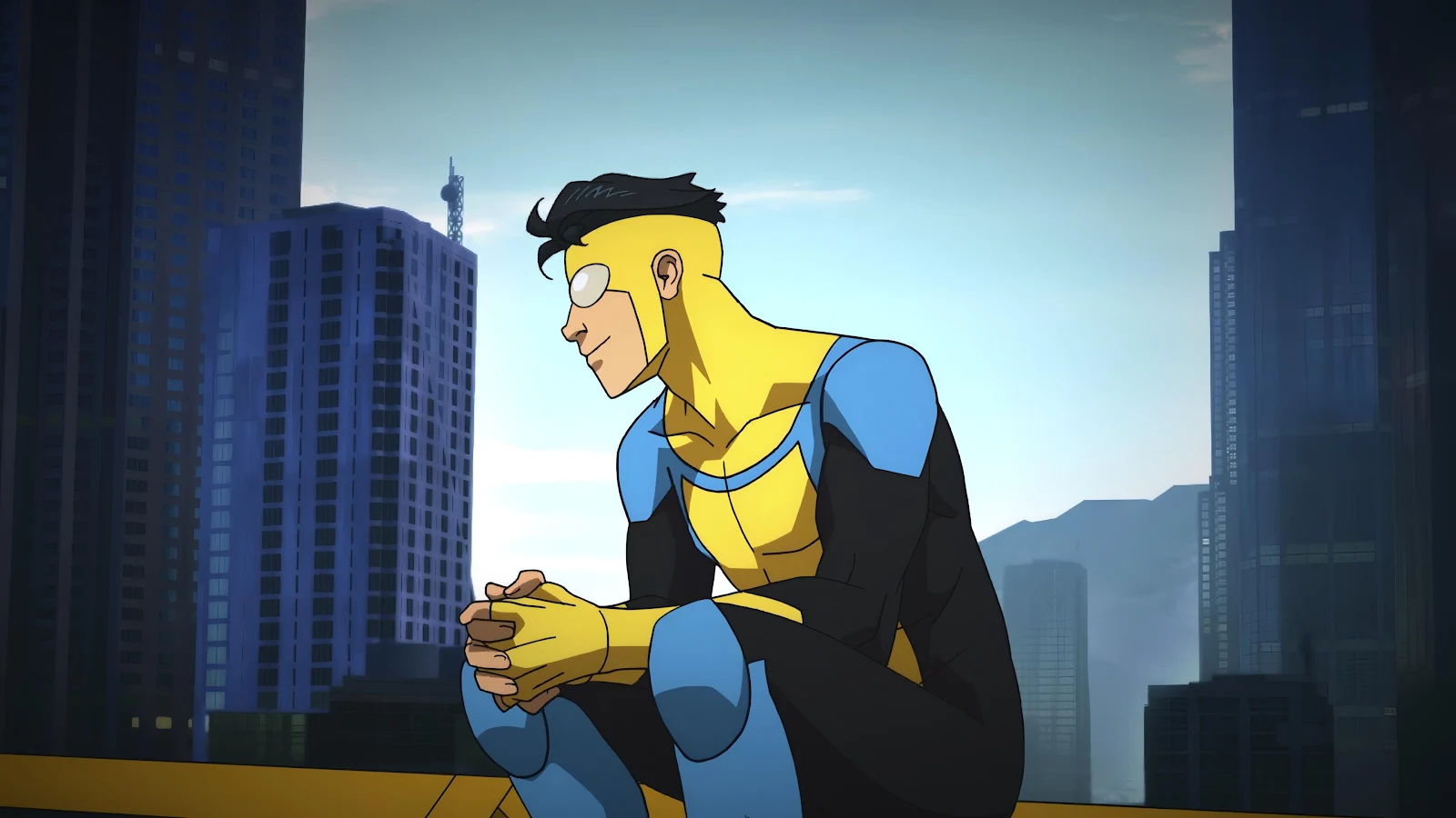 Invincible Sits Overlooking The City - Modern Animation Style 4K Wallpaper (3840x2160)