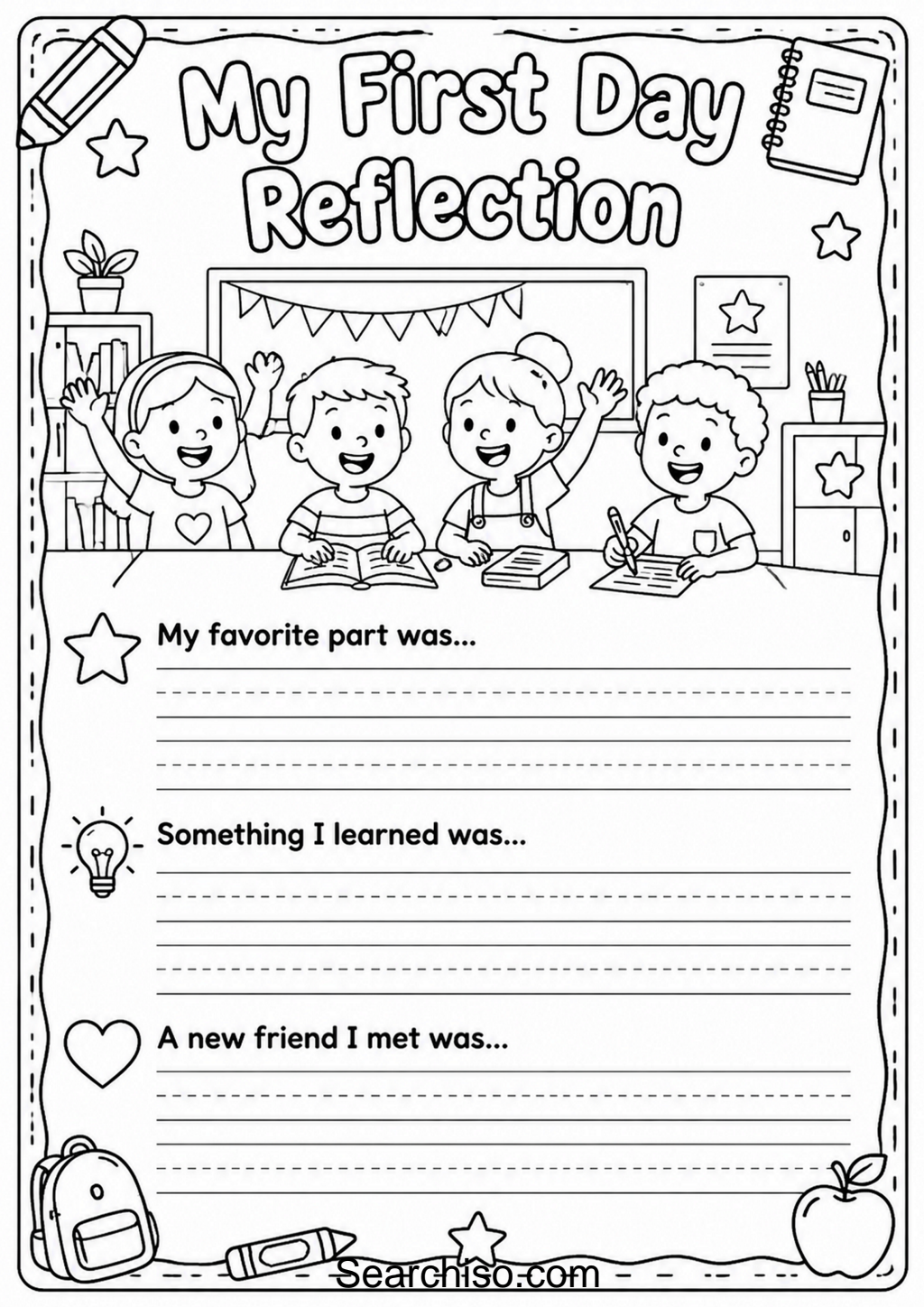 First Day of School Reflection Worksheet