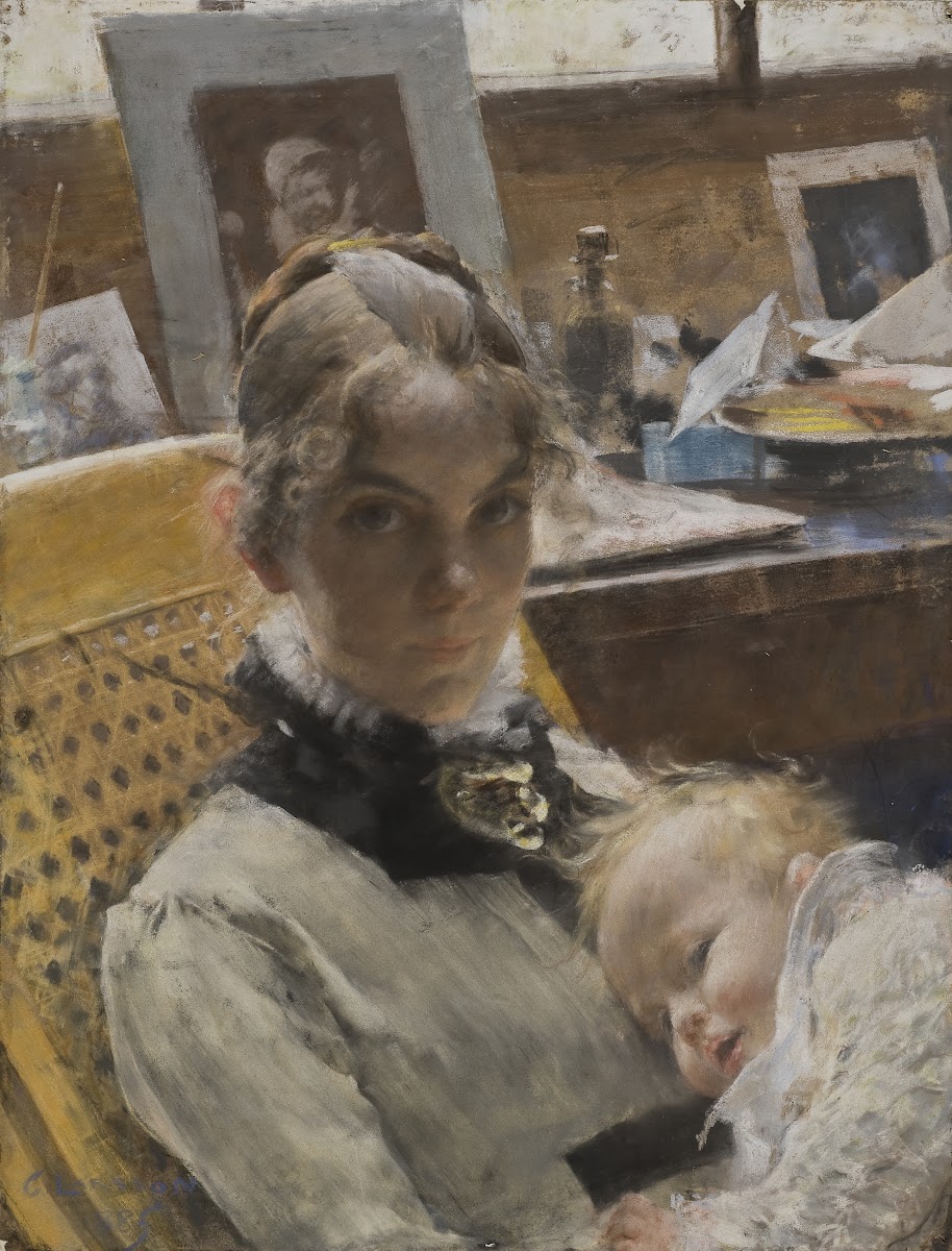 A Studio Idyll The Artists Wife and their Daughter 1885