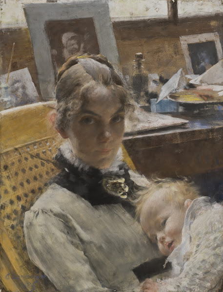 A Studio Idyll The Artists Wife and their Daughter 1885