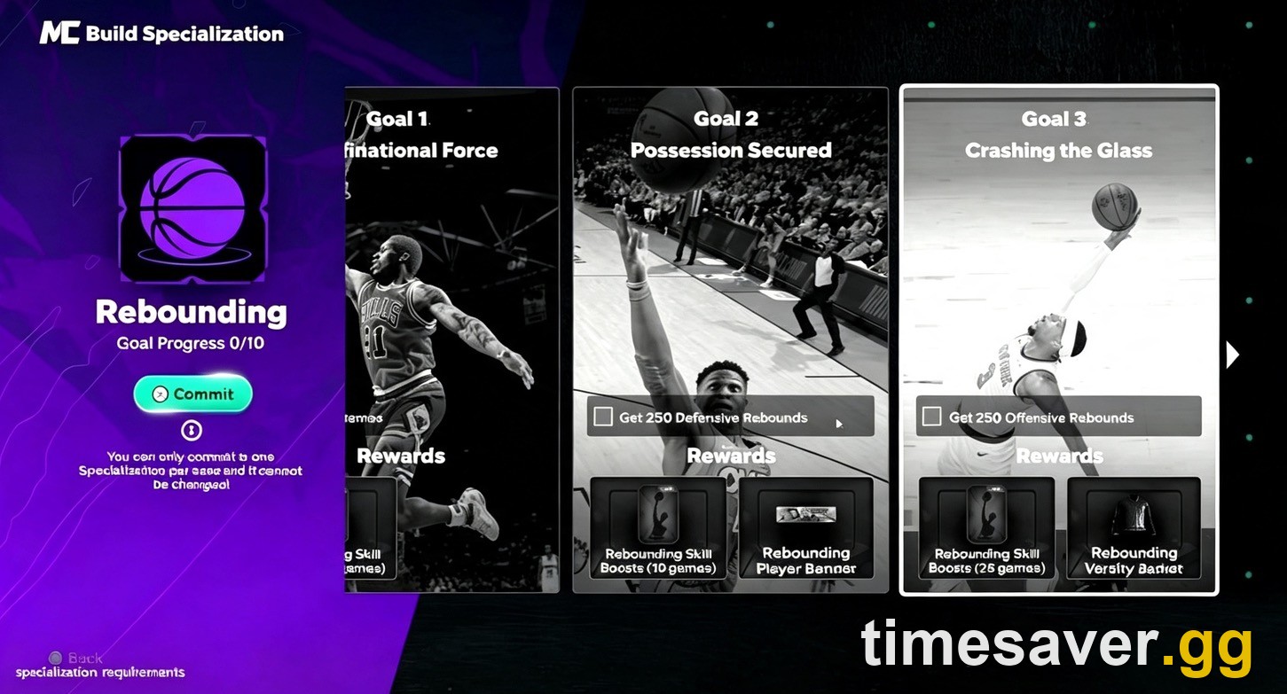 NBA 2K27 Build Specialization goals and rewards screen