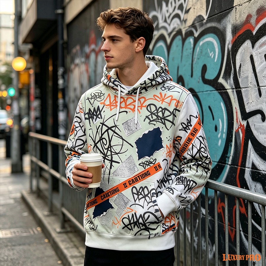 AOP One-piece Hood Sweatshirt, 250gsm Air Layer Fabric