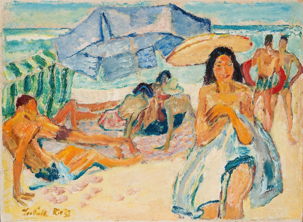 Unter dem blauen Schirm an der Copacabana in Rio 1932