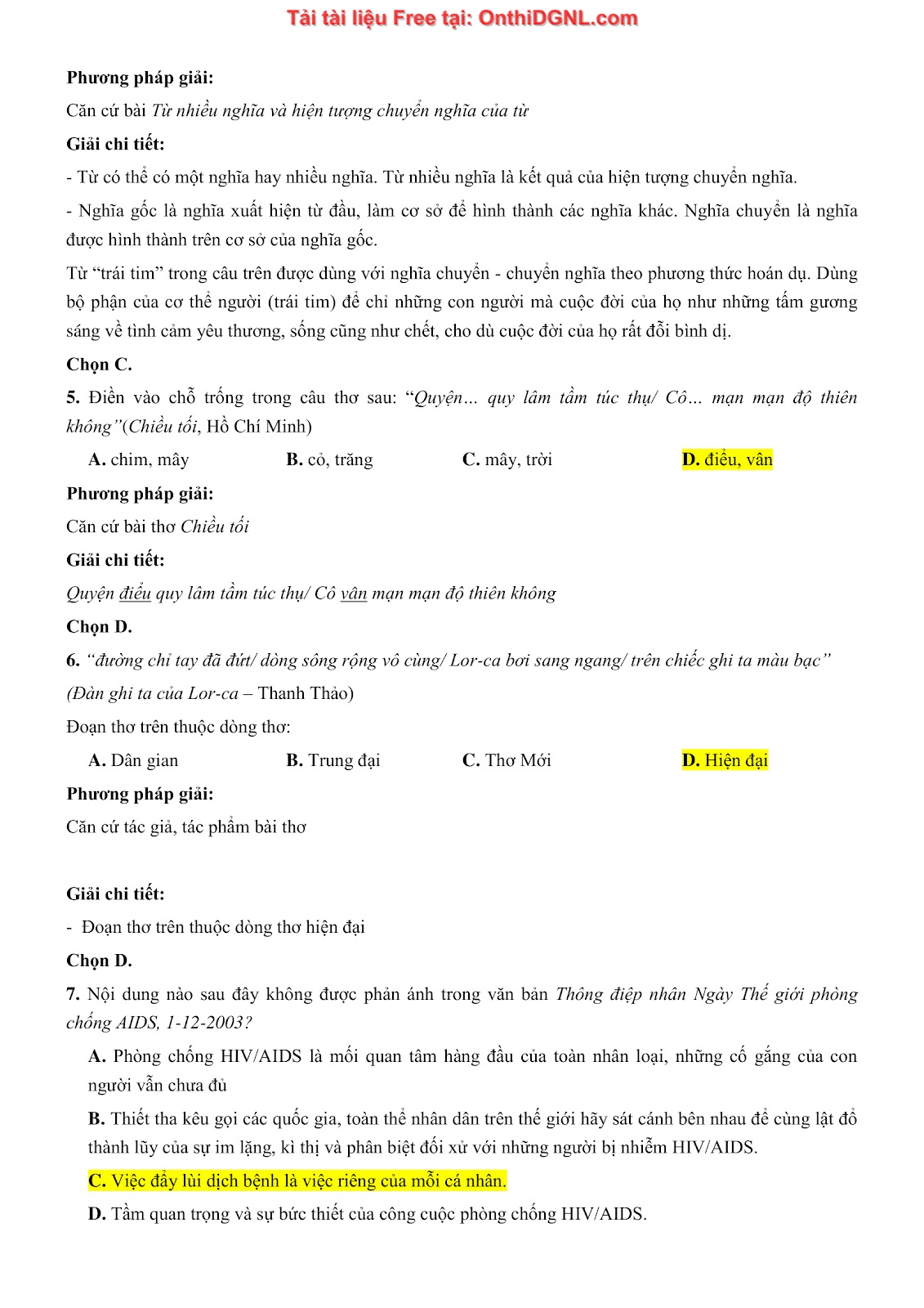 500 bài tập môn Ngữ Văn - Ôn thi ĐGNL ĐHQG TP HCM Phần 9