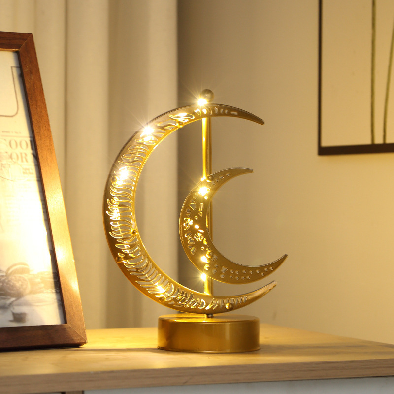 LED-Dekorationsleuchte aus Eisen, Mond- und Sternendesign