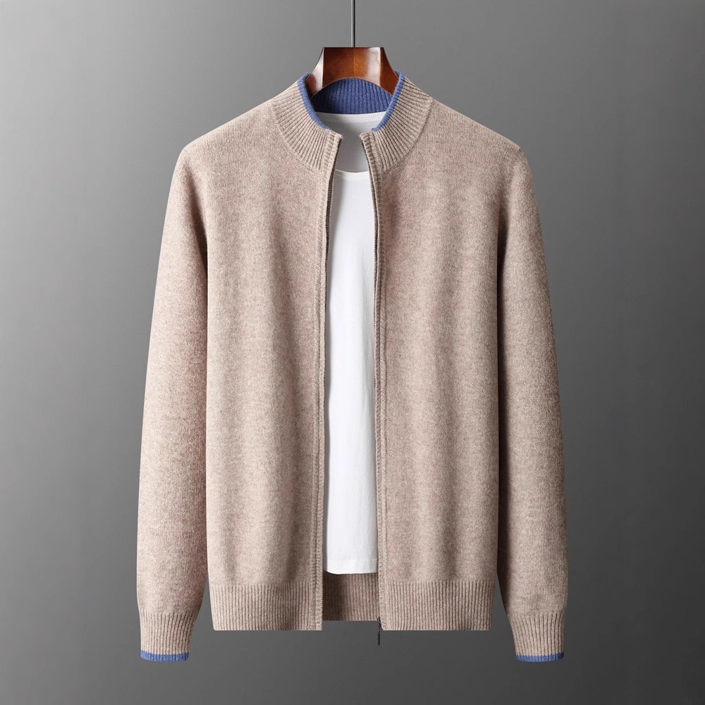 Herren-Strickjacke mit Reißverschluss und Stehkragen