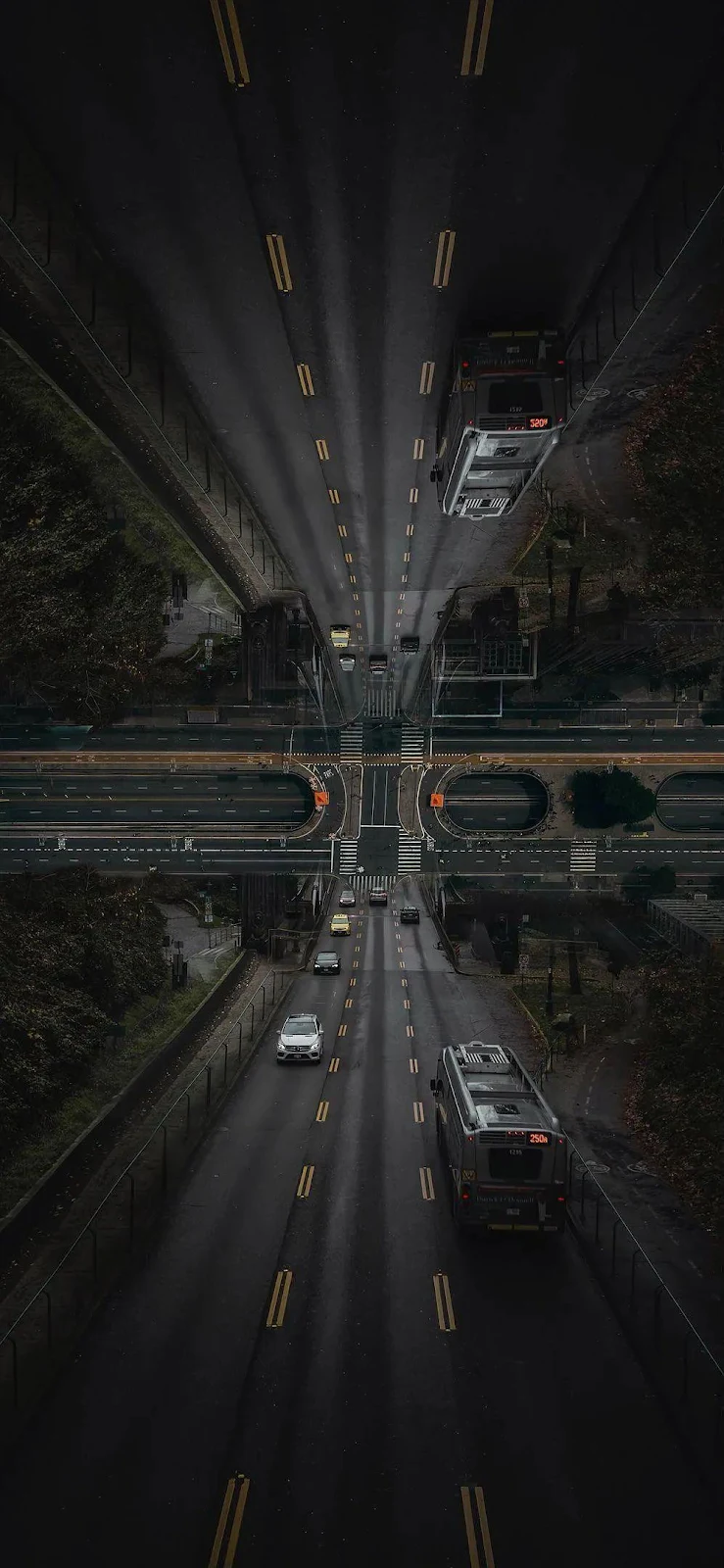 Surreal Symmetrical City Highway - Surreal Photo Manipulation iPhone Wallpaper (997x2160)