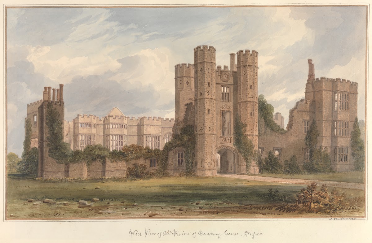 West view of the Ruins of Cowdray House Sussex 1825
