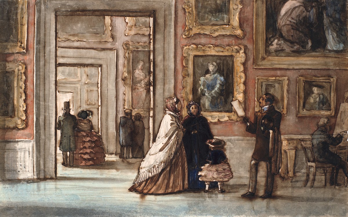 Interiør med besøgende i Palazzo Pitti i Firenze 1853   1855
