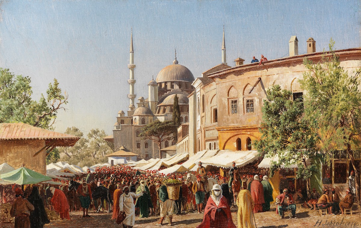 Marktstraße in Konstantinopel mit Hagia Sophia Ca 1875