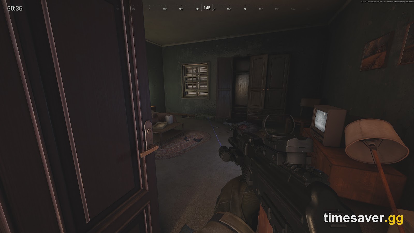 Searching a house interior in Arena Breakout: Infinite — looting is how you earn Koen, since it can no longer be bought