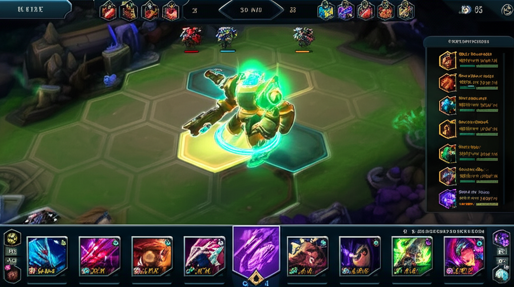 The assembled Mecha team on the TFT board, looking powerful and complete.