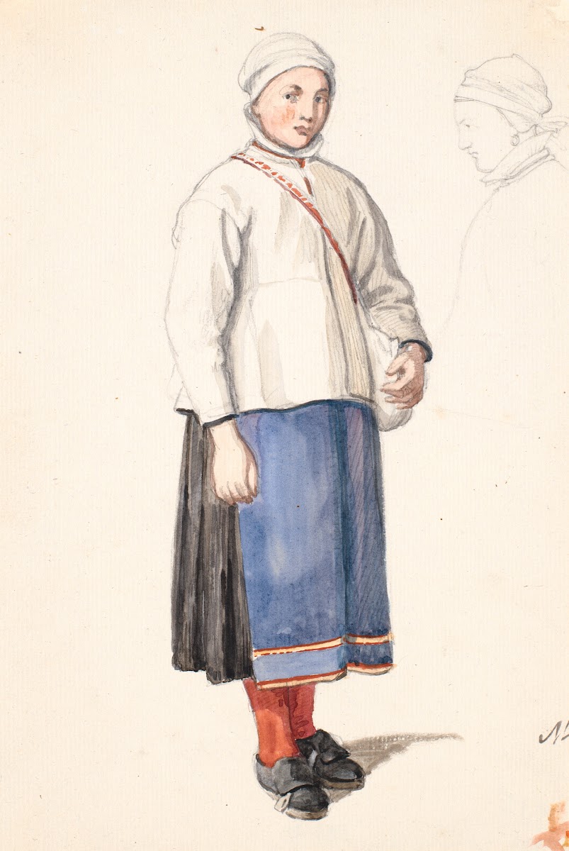 Stående svensk bondepige 1851