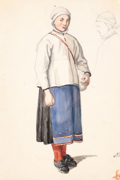 Stående svensk bondepige 1851