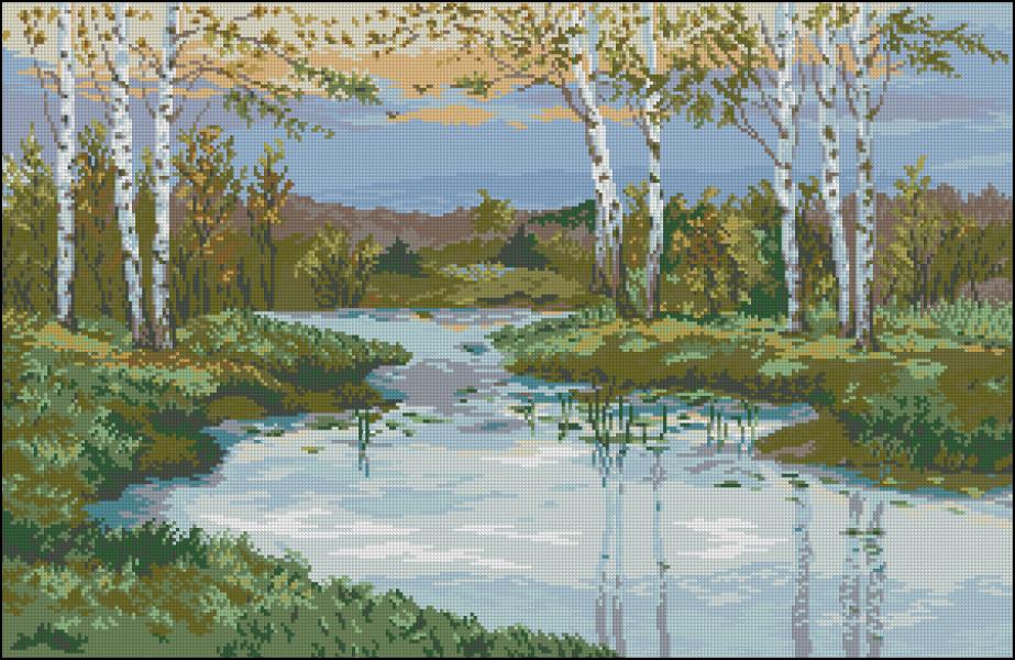 CMP 320436 Birches And A River