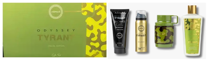 ESTUCHE ARMAF ODYSSEY TYRANT UNISEX 4PZS 100ML EDP + SPLASH + SPARY + CREMA
