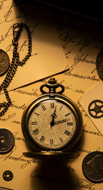 Vintage Gold Pocket Watch on Pile of Old Scripted Letters - Free mobile Wallpaper