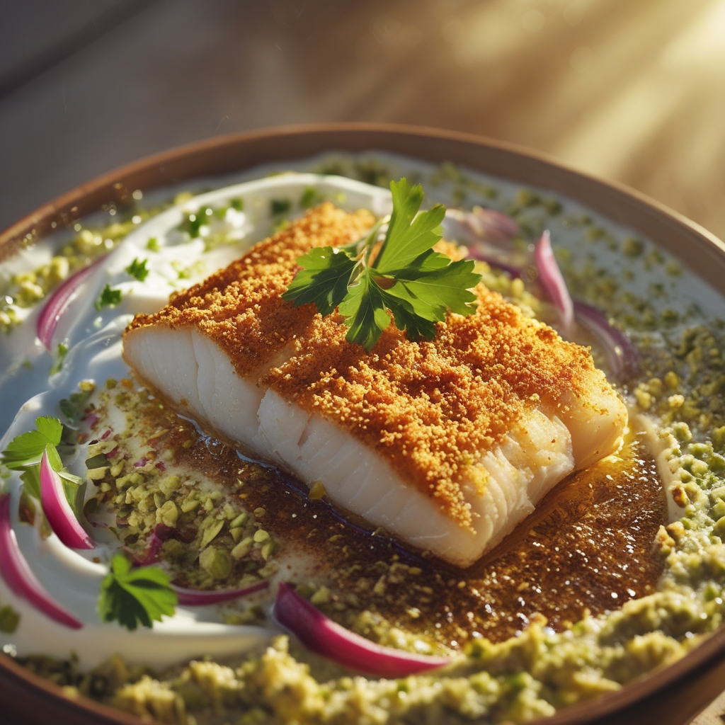 Crispy Za'atar Cod & Whipped Pistachio-Yogurt Power Bowls with Sumac Onions