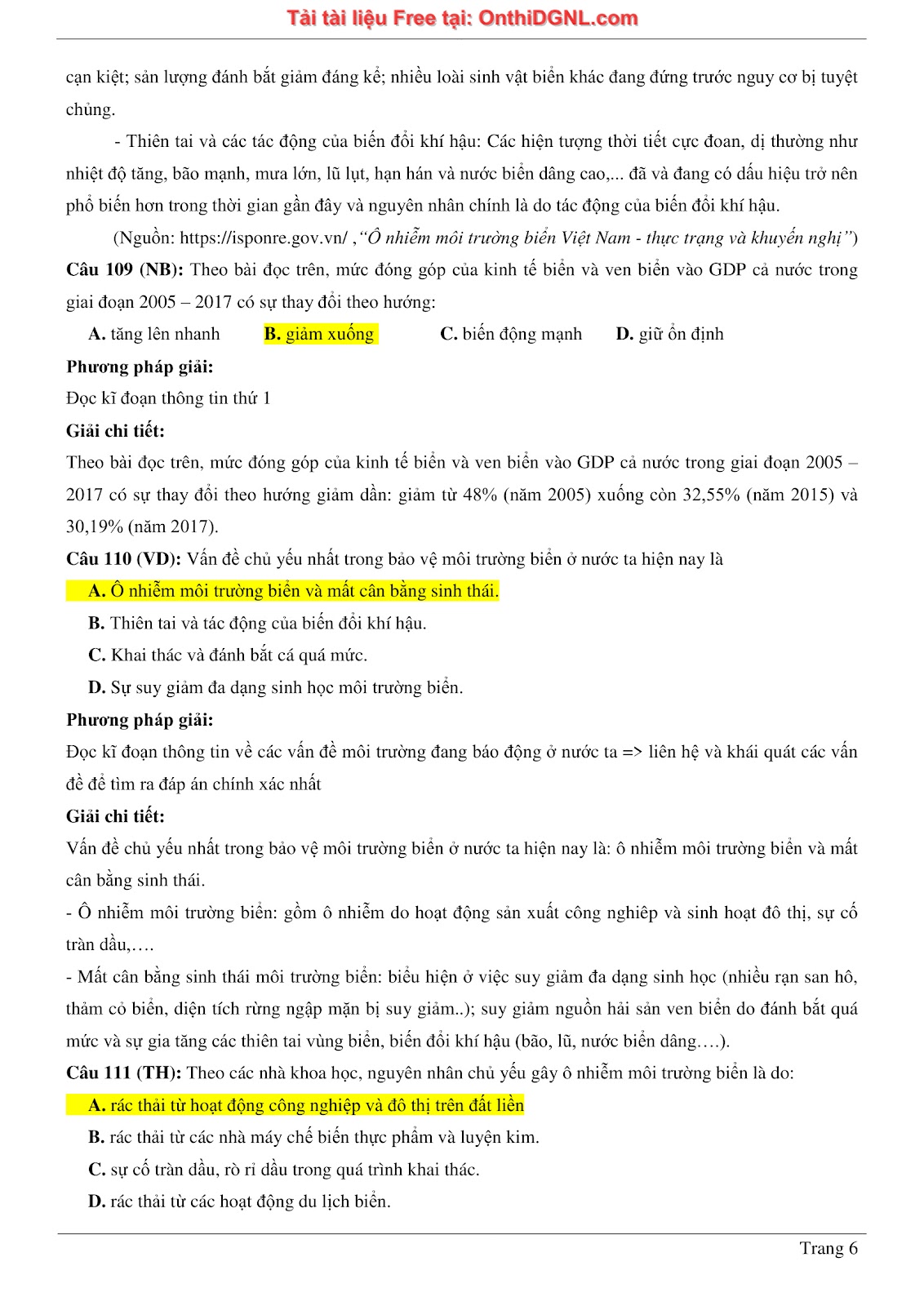 250 bài tập môn Địa Lý - Ôn thi ĐGNL ĐHQG TP HCM Phần 3