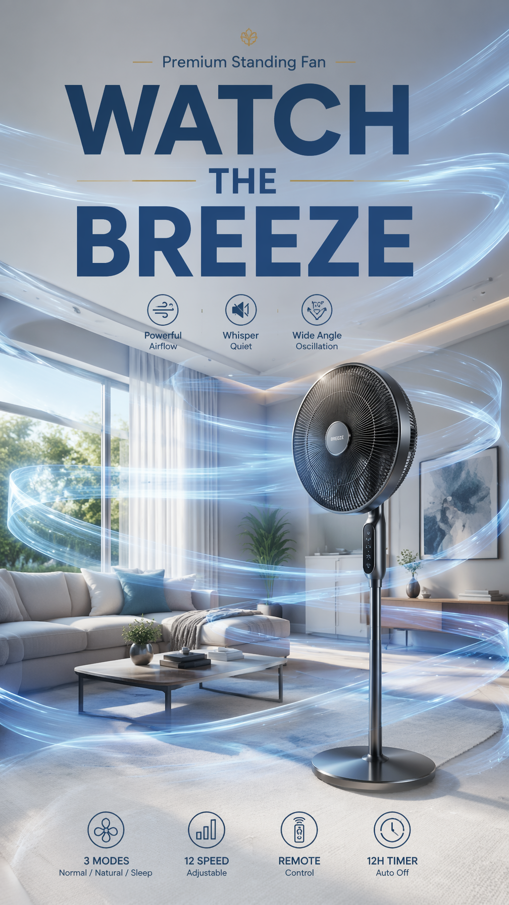 Ventilador de pie premium El viento se convierte en