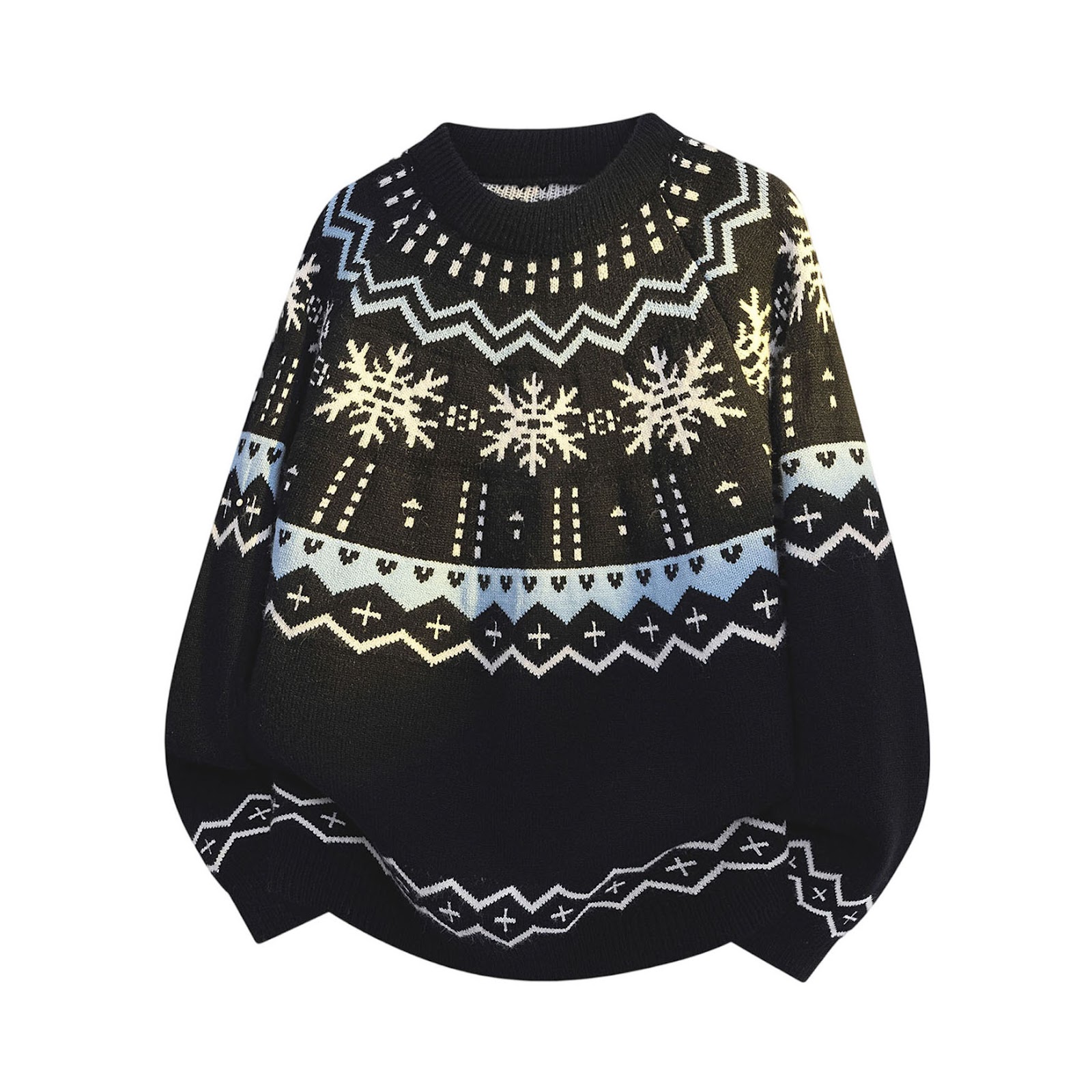 Men's knitted sweater with snowflake pattern