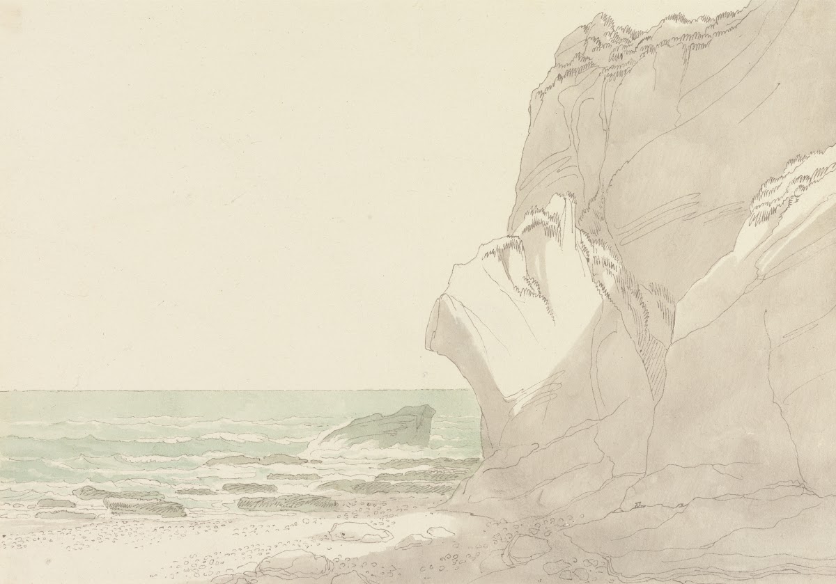 The Warren near Exmouth Devon Steep Cliffs Rising at Right Sea and Rocky Shore a
