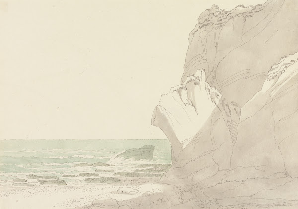 The Warren near Exmouth Devon Steep Cliffs Rising at Right Sea and Rocky Shore a
