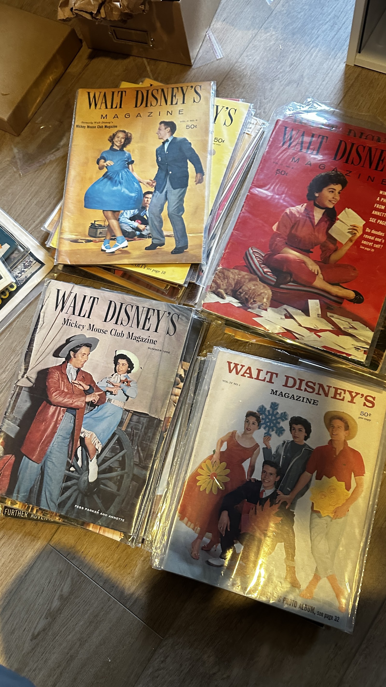 Walt Disney's Magazine Vol. II No. 6 cover, circa 1957–1958, featuring Annette Funicello and Bobby Burgess dancing in Mouseketeer uniforms against a yellow background