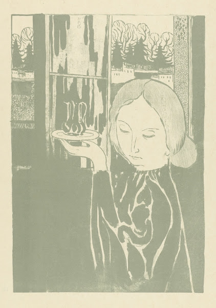 Vrouw met waterkan op dienblad 1892 12