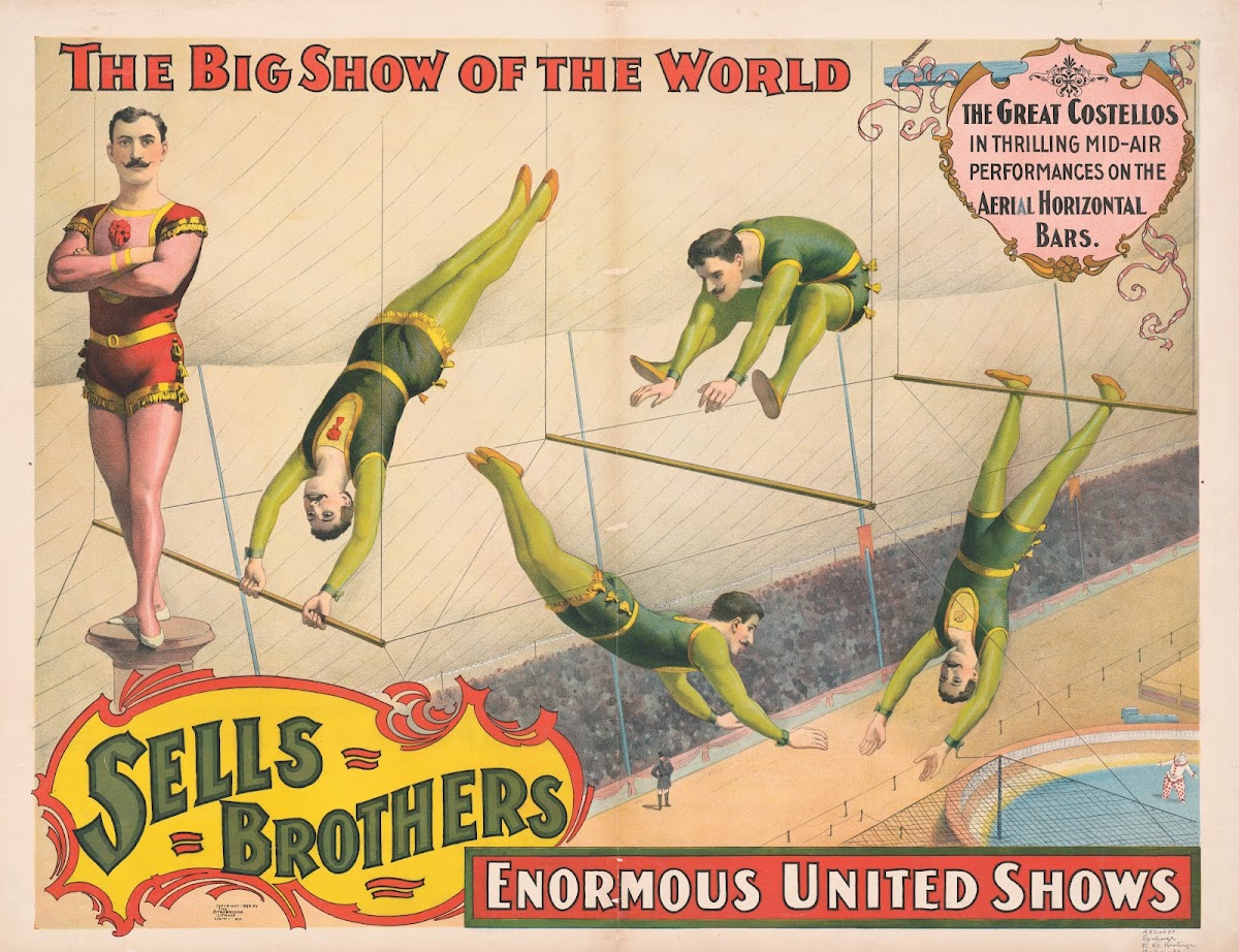 Sells Brothers enormous united shows  The great Costellos  on the aerial horizon