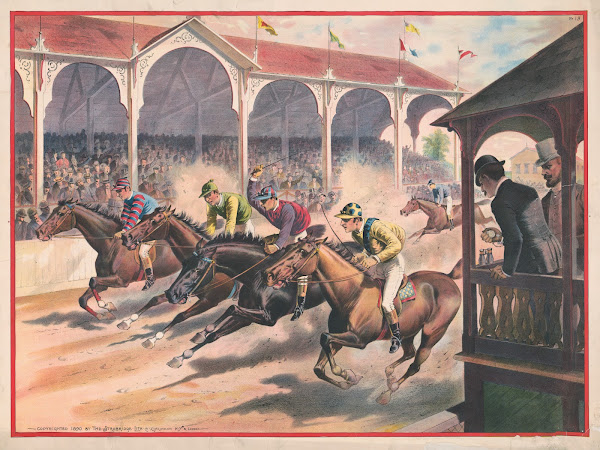 Timing a close finish of a horse race with five jockeys 1890
