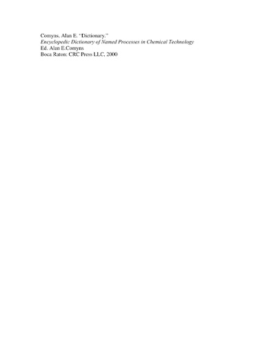 Encyclopedic Dictionary of Named Processes in Chemical Technology