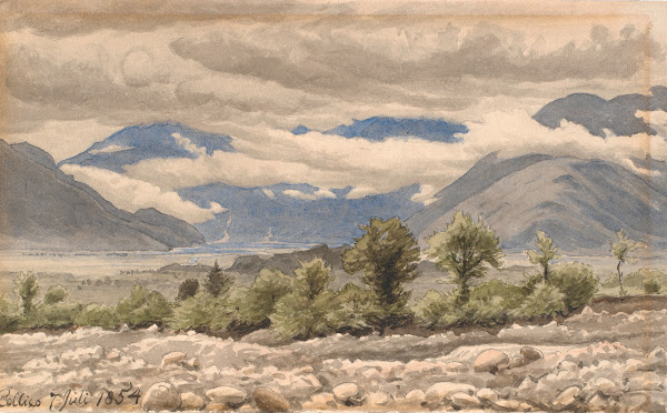 Italiensk bjerglandskab i overskyet vejr 1854