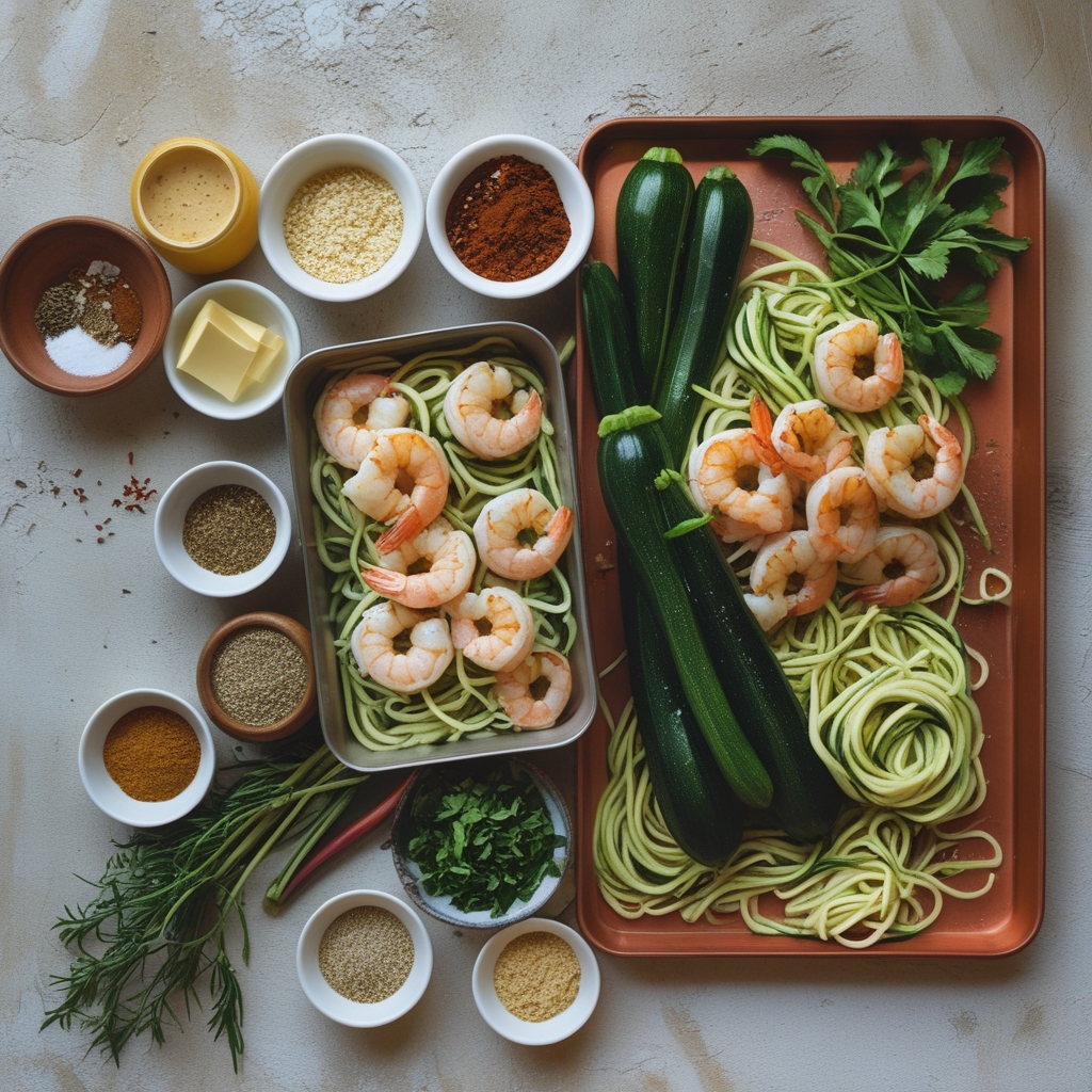 Ingredients for Garlic Butter Shrimp & Zucchini Noodles: Easy Homemade Low-Carb Dinner
