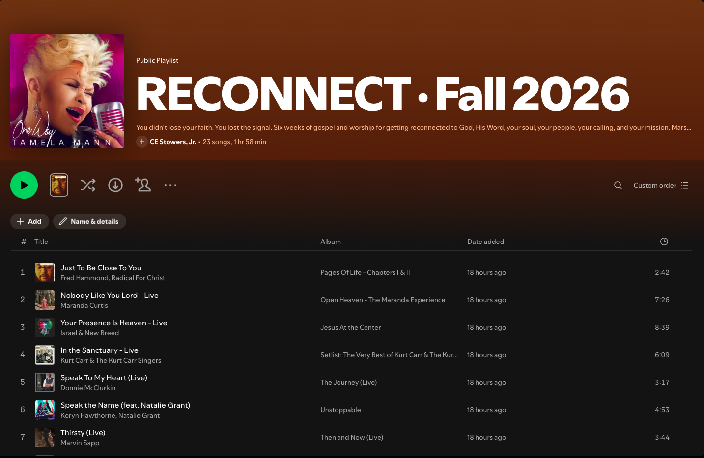 The RECONNECT playlist on Spotify. Click to play.