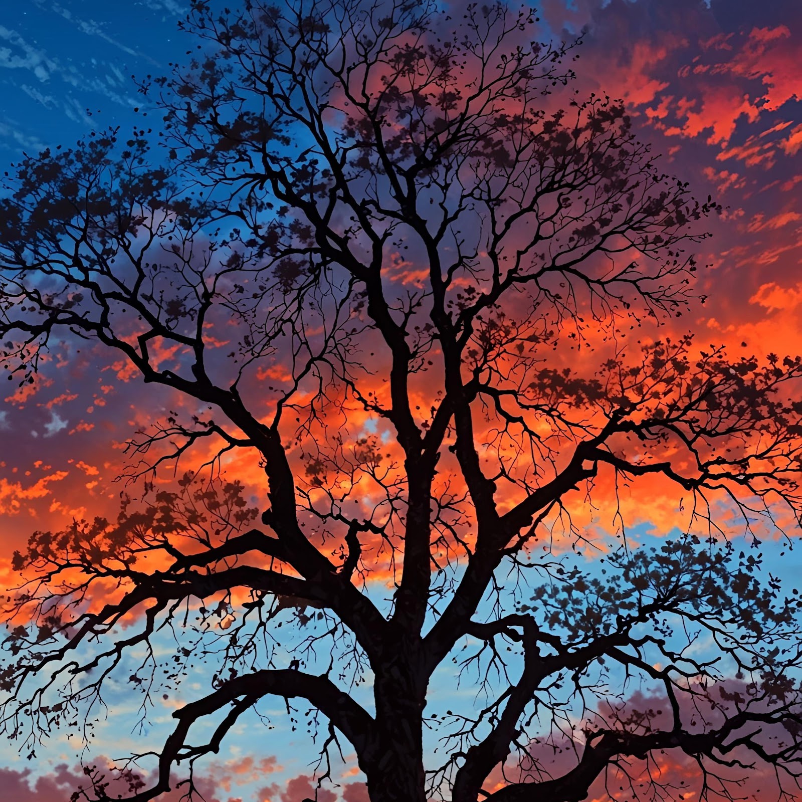 Download Dark Tree Under Fiery Sky 4K iPhone