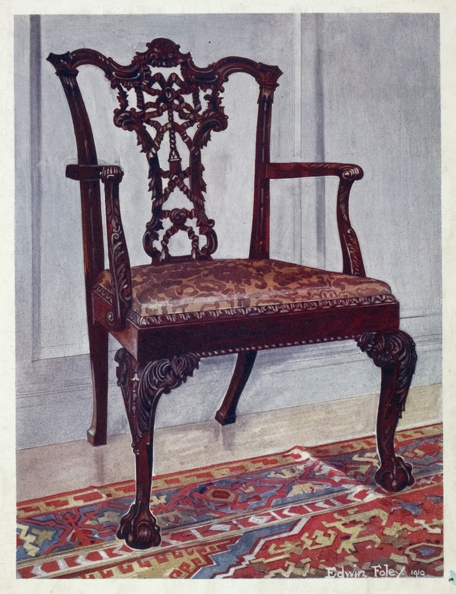 Mahogany arm chair style of Chippendale 1910   1911