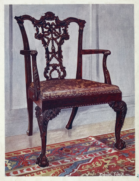 Mahogany arm chair style of Chippendale 1910   1911