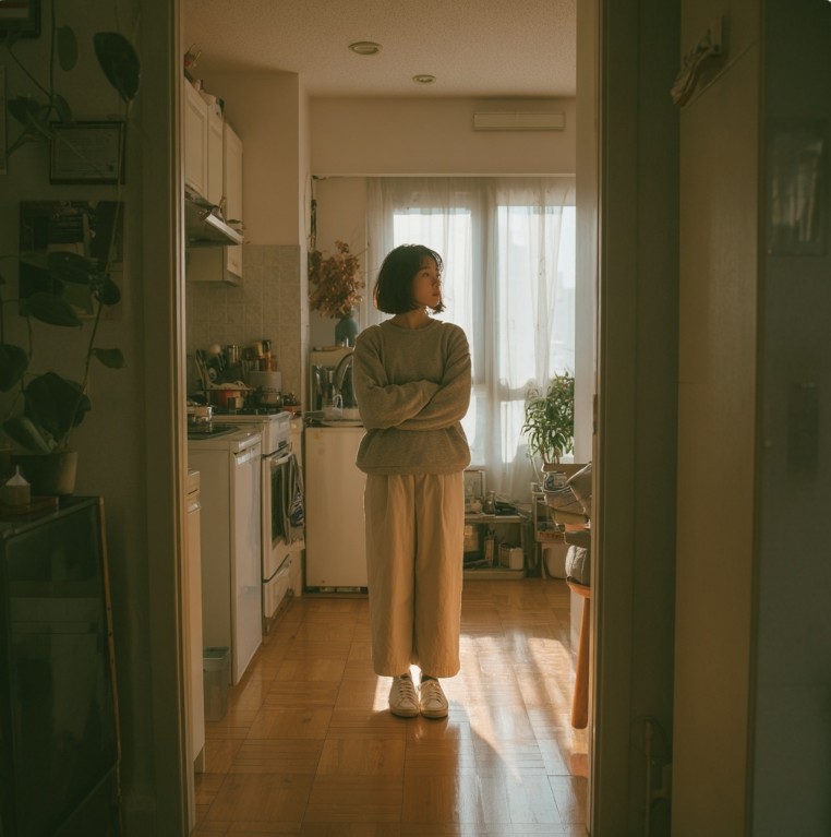 건강 상태를 걱정하며 생각에 잠긴 일상적인 모습