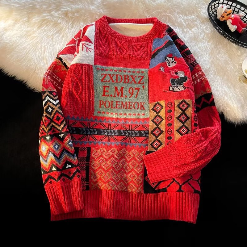 Nordic Retro Knit Sweater, Lined, for Men and Women