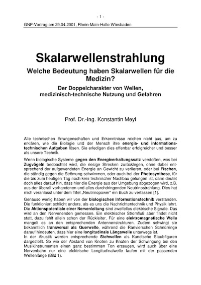 Meyl - Skalarwellenstrahlung - Welche Bedeutung haben Skalarwellen für die Medizin