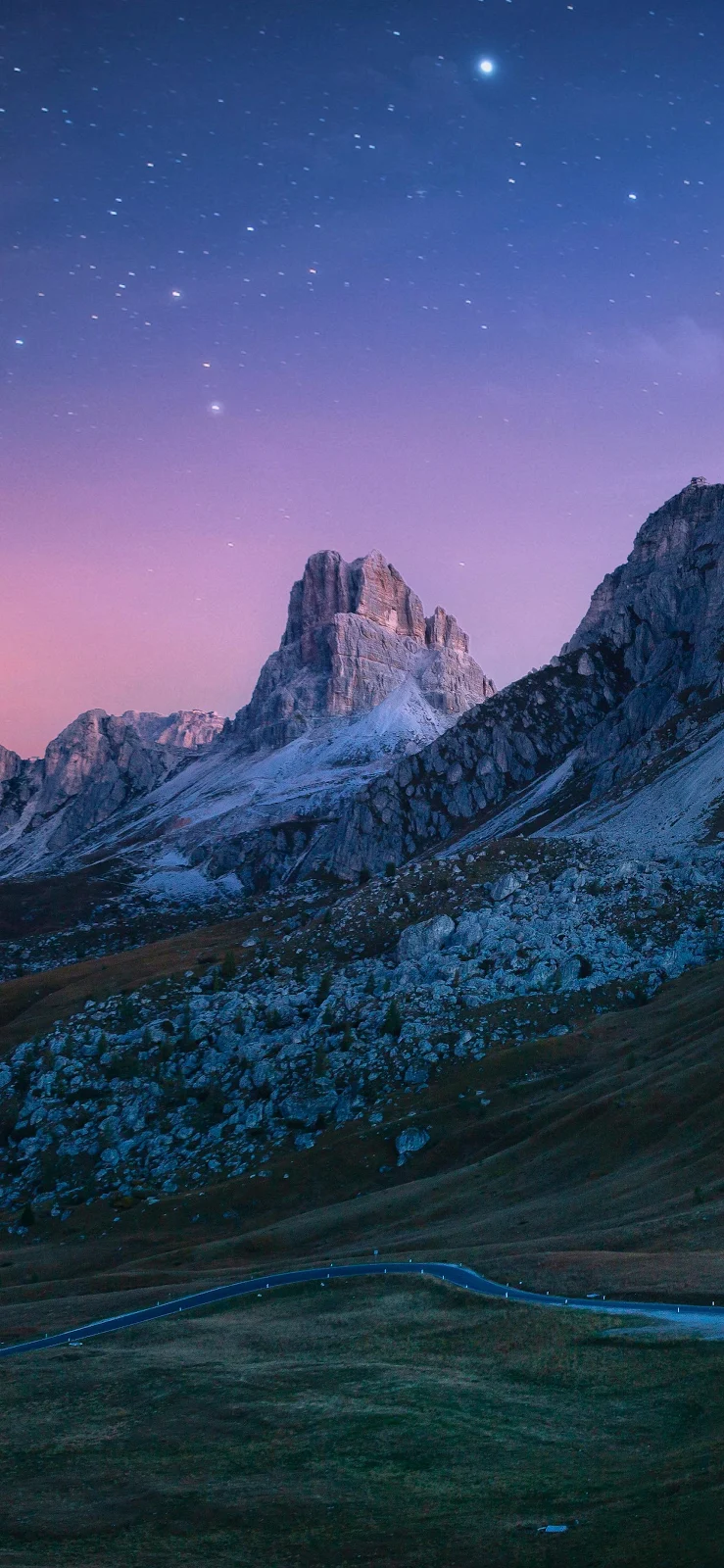 Starlit Peaks Over Giau Pass - Nature Photography 2K iPhone Wallpaper (1718x3722)