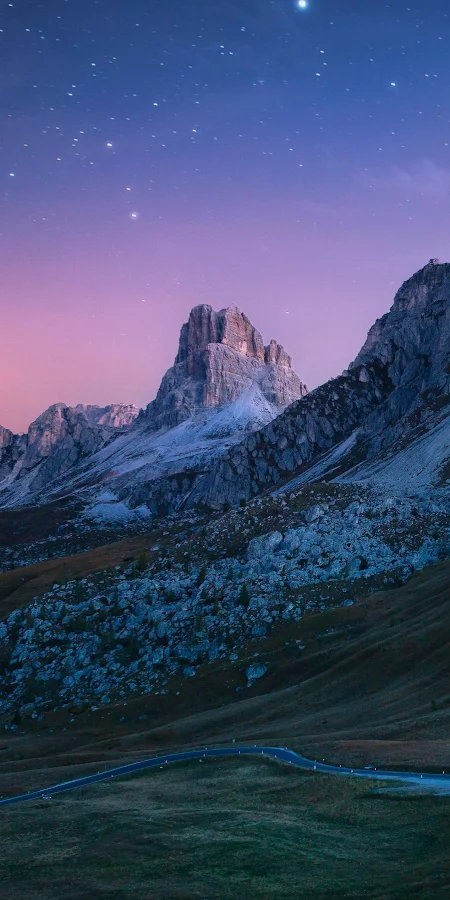 Starlit Peaks Over Giau Pass 2K iPhone Phone Wallpaper
