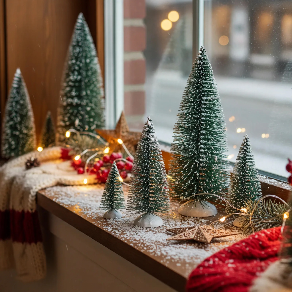 Mini-Weihnachtsbaum-Set mit Kunstschnee, 10-teilig