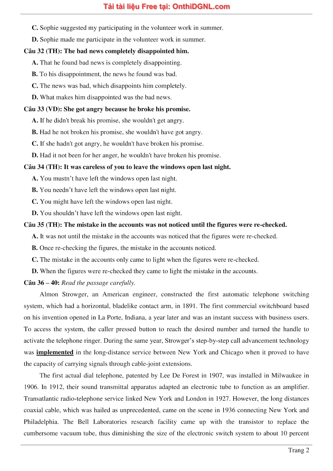 800 bài tập môn Tiếng Anh - Ôn thi ĐGNL ĐHQG TP HCM Phần 19