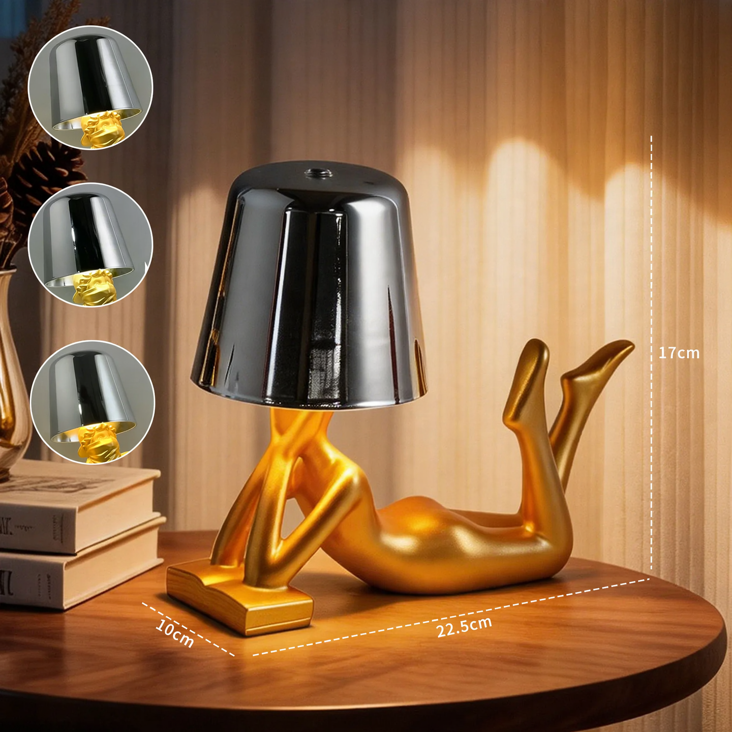 Moderne Tischlampe mit liegender Figurenform