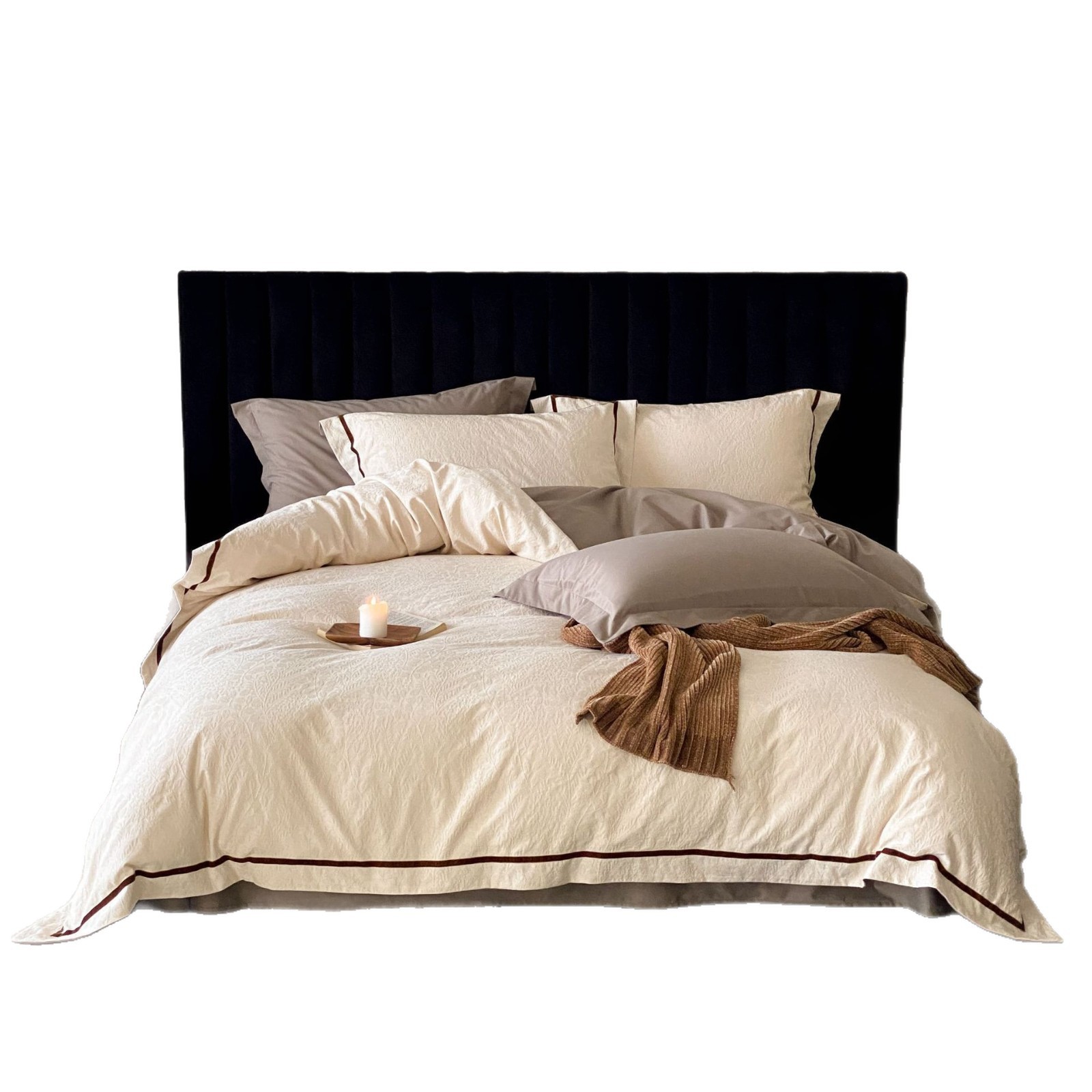 Brushed Cotton Bedding Set, Jacquard, Various Sizes
