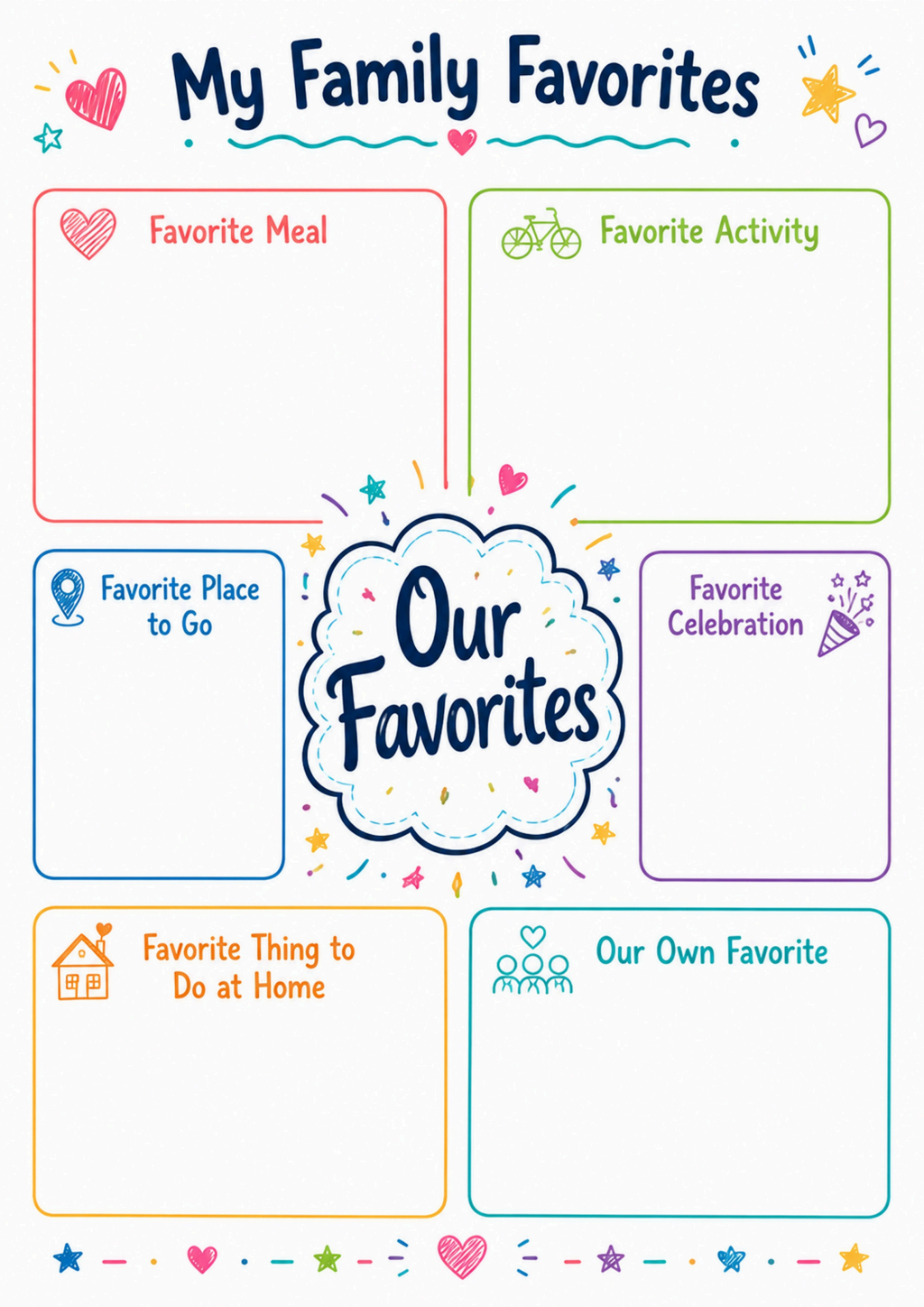 My Family Favorites Worksheet